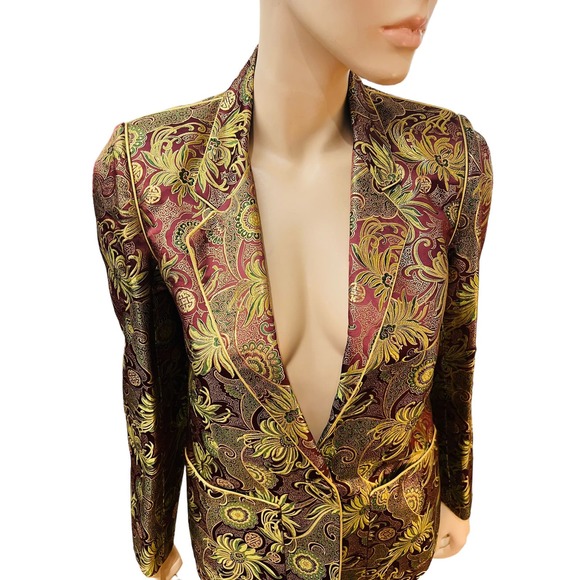 Vintage 80s Charlotte Ford II Metallic Gold and Red Jacket Blazer Size Small - Picture 5 of 14